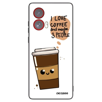 Picasee Μαύρη θήκη σιλικόνης για Motorola Edge 50 Fusion - Cute coffee
