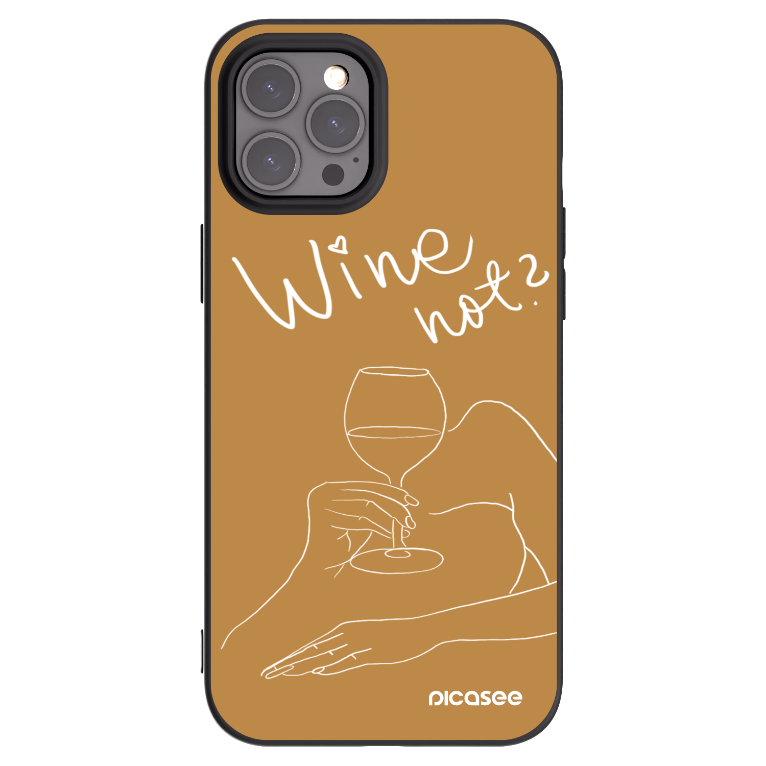 Picasee Μαύρη θήκη σιλικόνης για Apple iPhone 12 Pro Max - Wine not