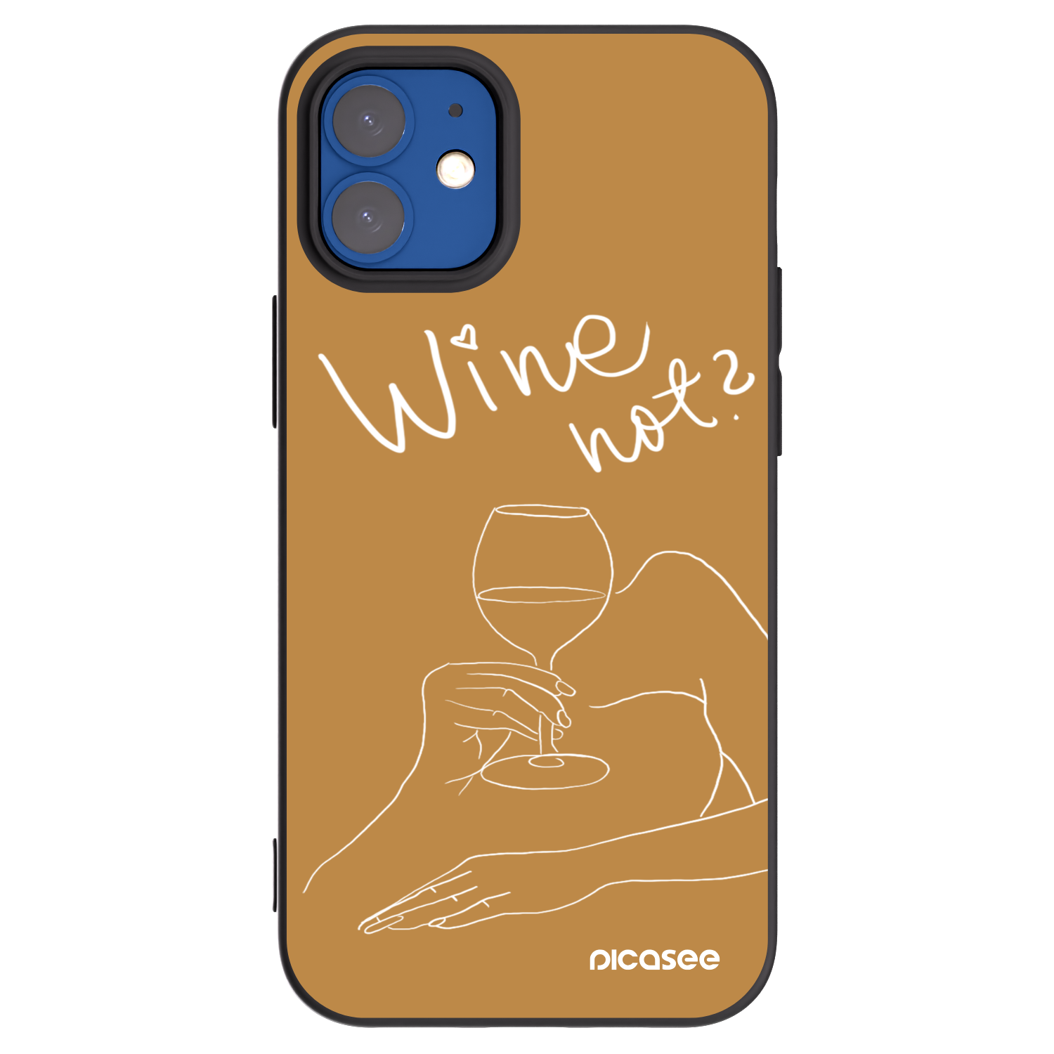 Picasee Μαύρη θήκη σιλικόνης για Apple iPhone 12 mini - Wine not
