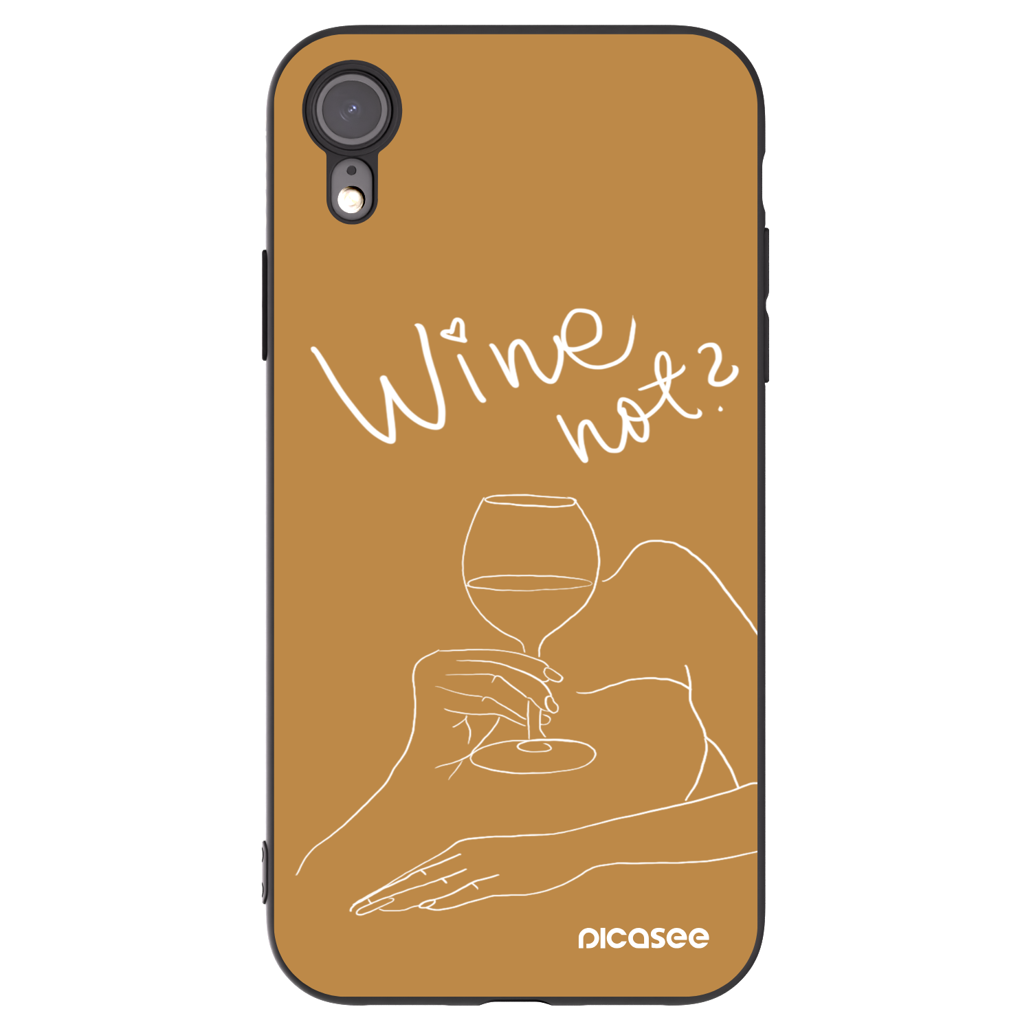 Picasee Μαύρη θήκη σιλικόνης για Apple iPhone XR - Wine not