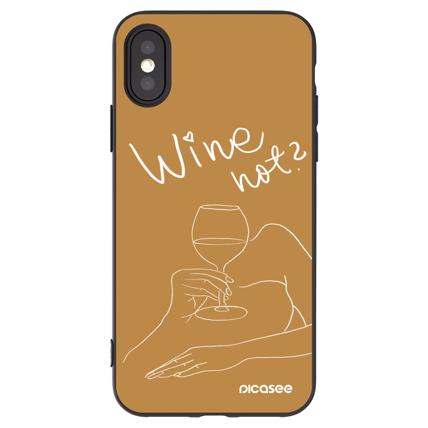 Picasee Μαύρη θήκη σιλικόνης για Apple iPhone X/XS - Wine not