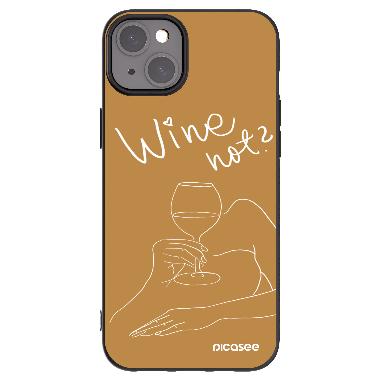 Picasee Μαύρη θήκη σιλικόνης για Apple iPhone 15 Plus - Wine not