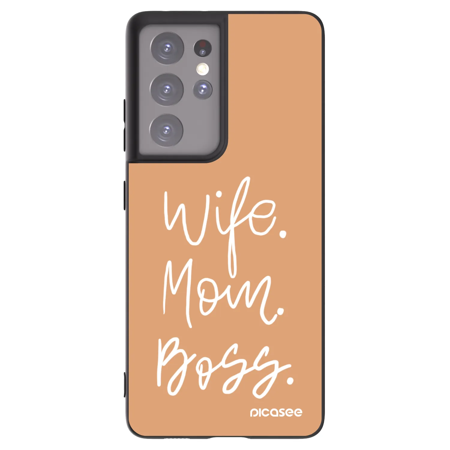 Picasee Μαύρη θήκη σιλικόνης για Samsung Galaxy S21 Ultra 5G G998B - Boss Mama