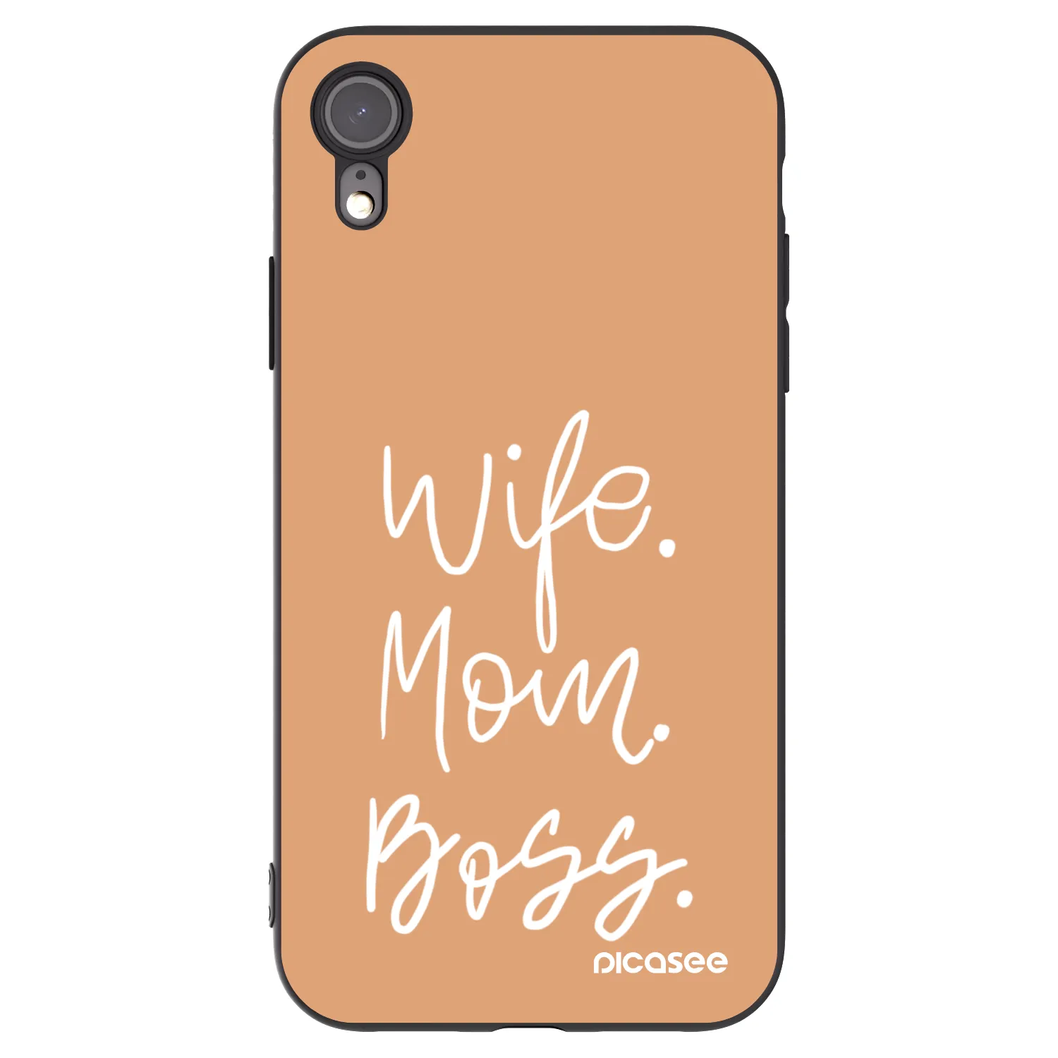 Picasee Μαύρη θήκη σιλικόνης για Apple iPhone XR - Boss Mama