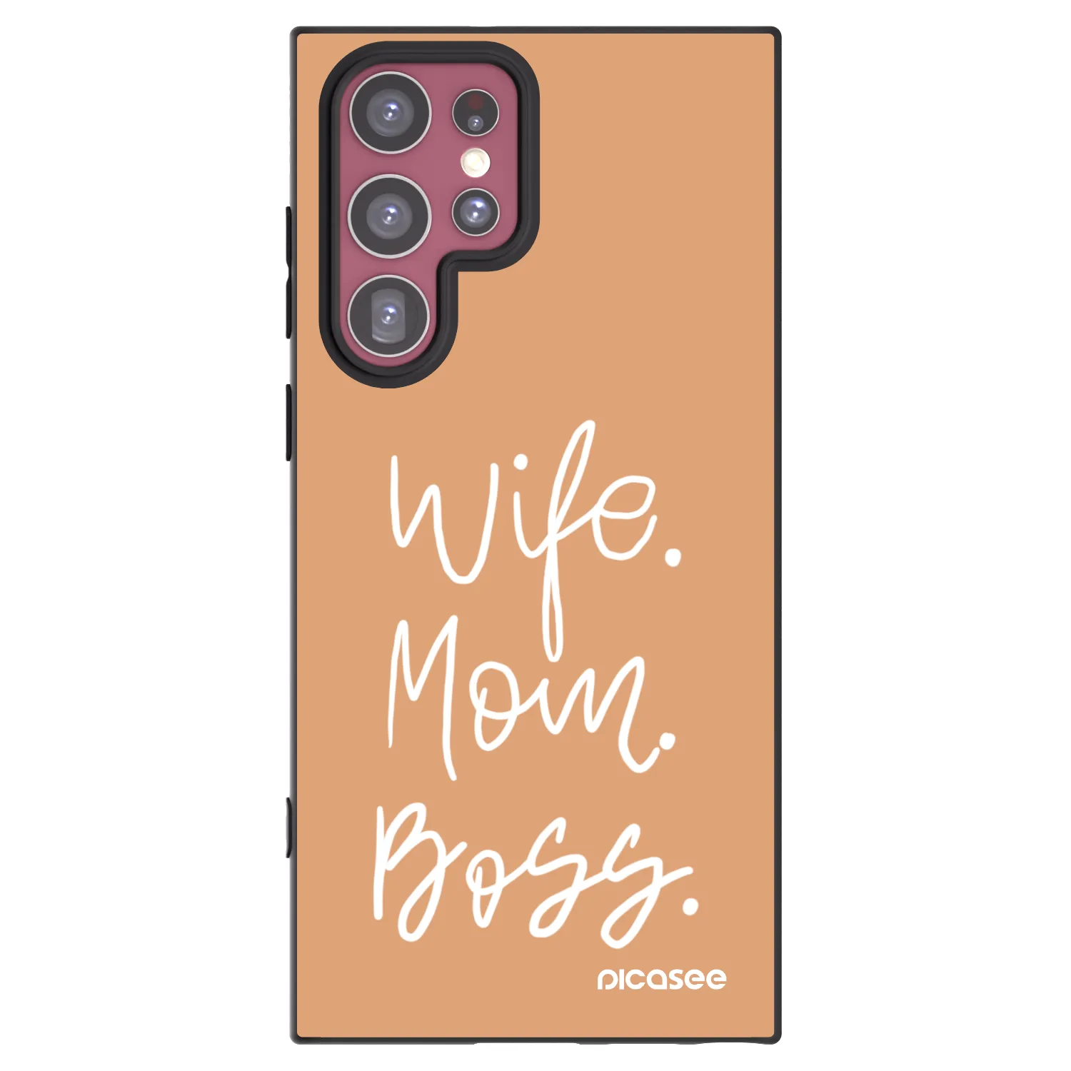 Picasee Μαύρη θήκη σιλικόνης για Samsung Galaxy S22 Ultra 5G - Boss Mama