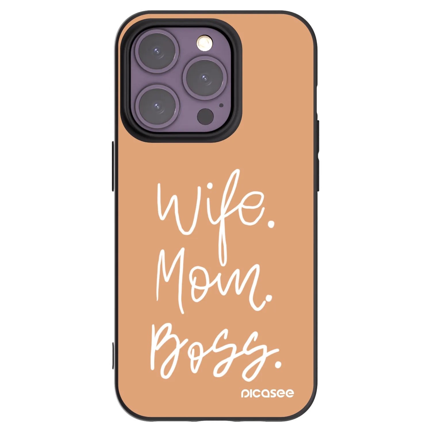 Picasee Μαύρη θήκη σιλικόνης για Apple iPhone 14 Pro - Boss Mama
