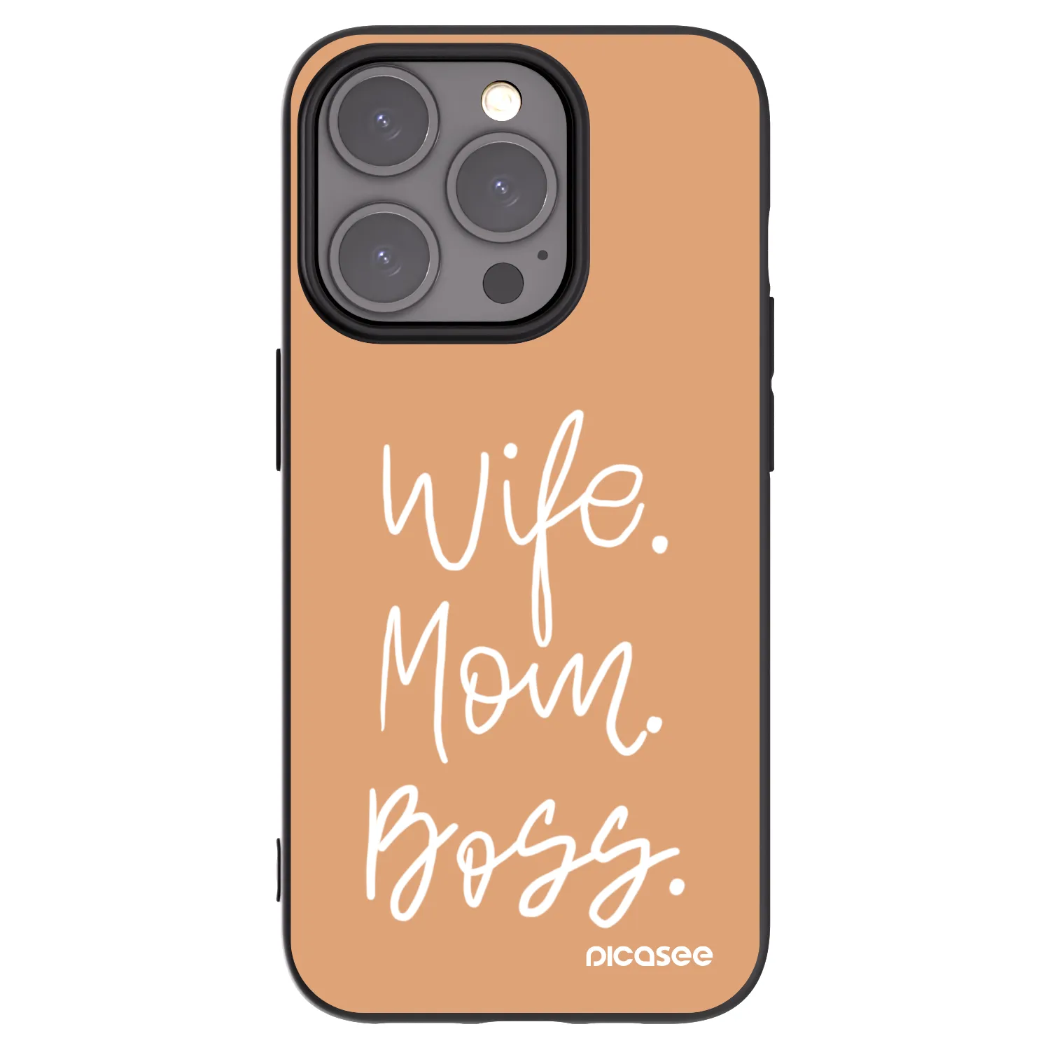Picasee Μαύρη θήκη σιλικόνης για Apple iPhone 15 Pro - Boss Mama