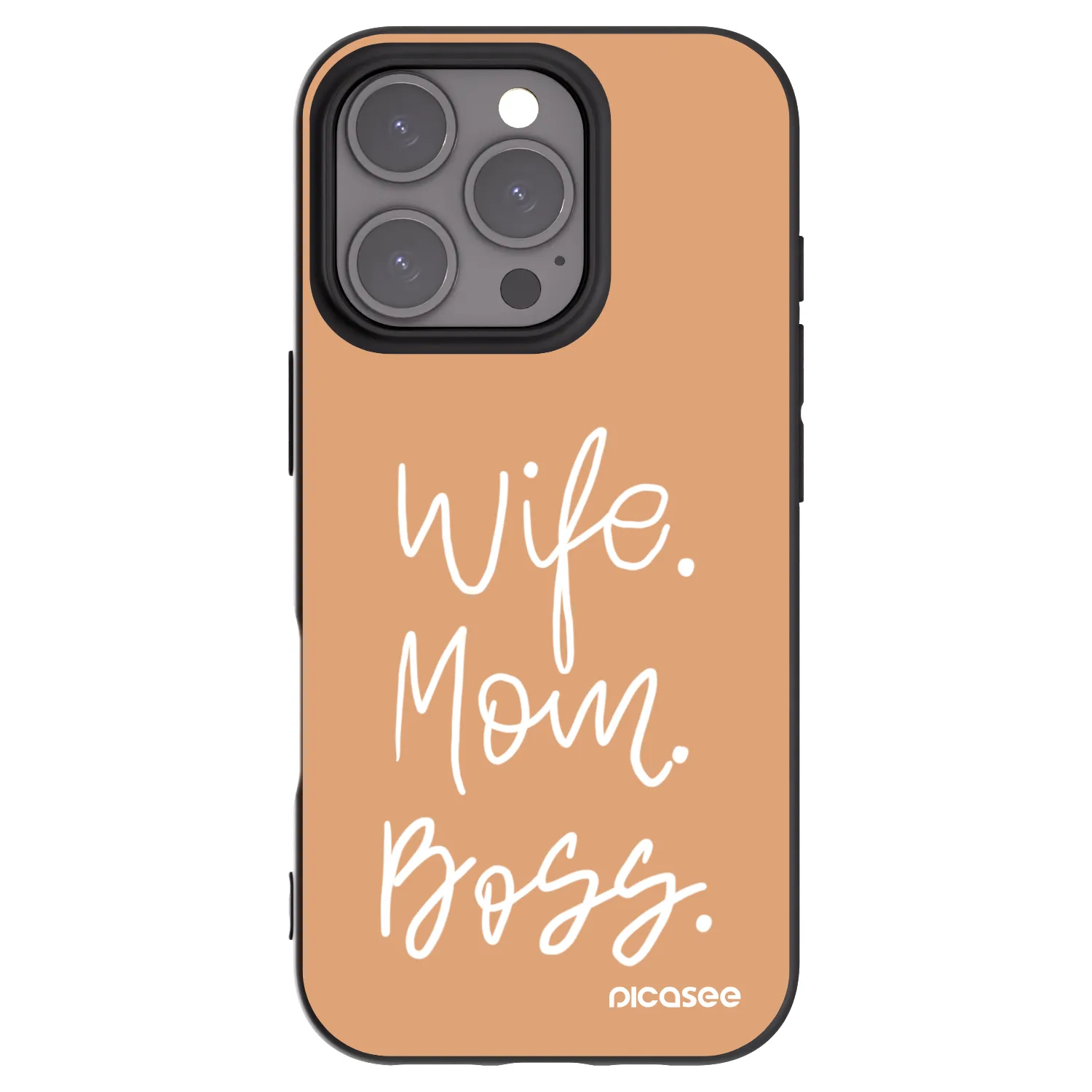 Picasee Μαύρη θήκη σιλικόνης για Apple iPhone 16 Pro - Boss Mama