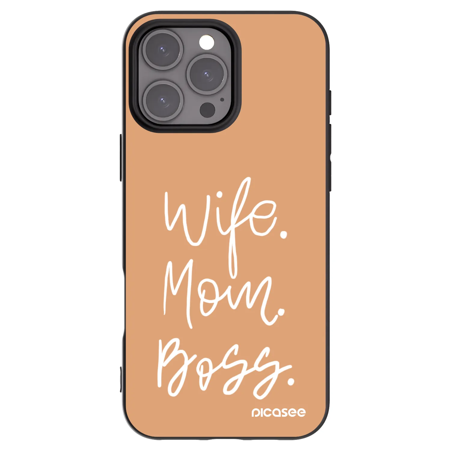 Picasee Μαύρη θήκη σιλικόνης για Apple iPhone 16 Pro Max - Boss Mama