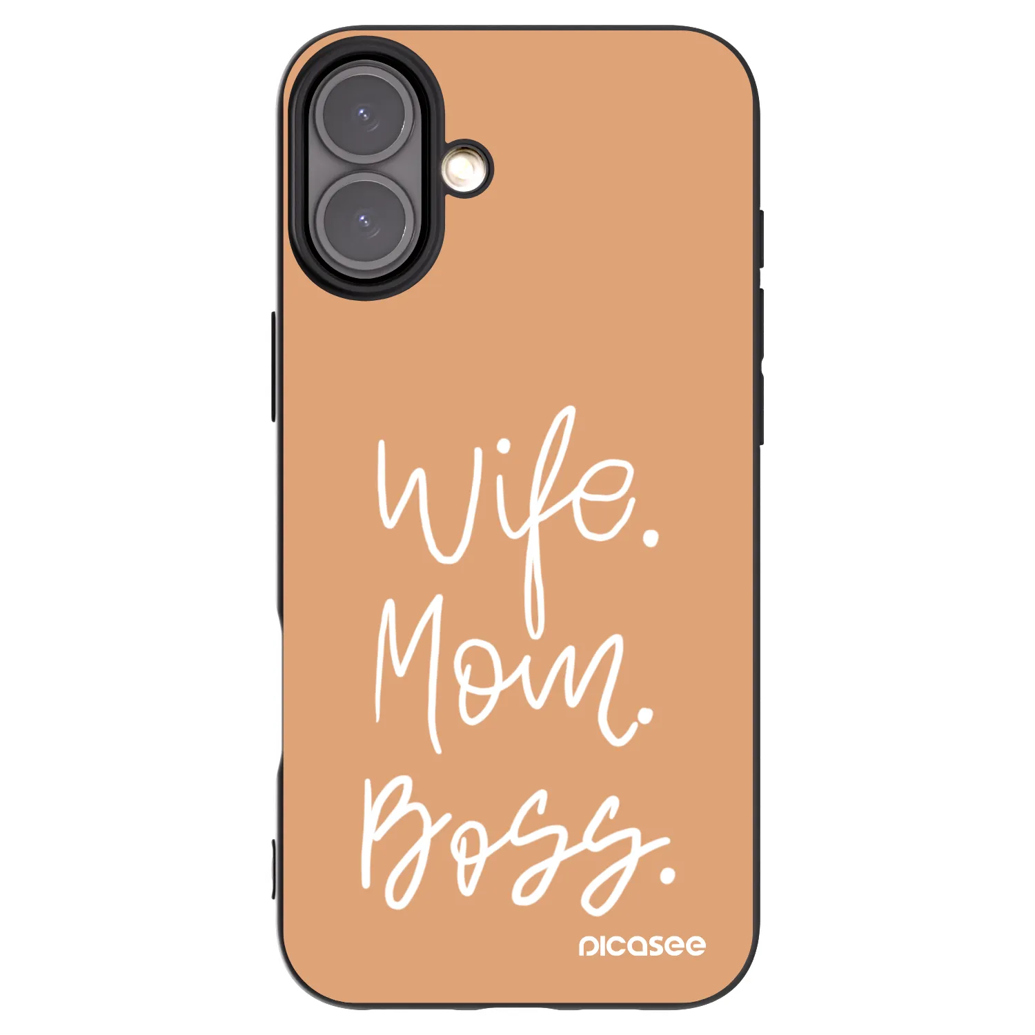 Picasee Μαύρη θήκη σιλικόνης για Apple iPhone 16 Plus - Boss Mama