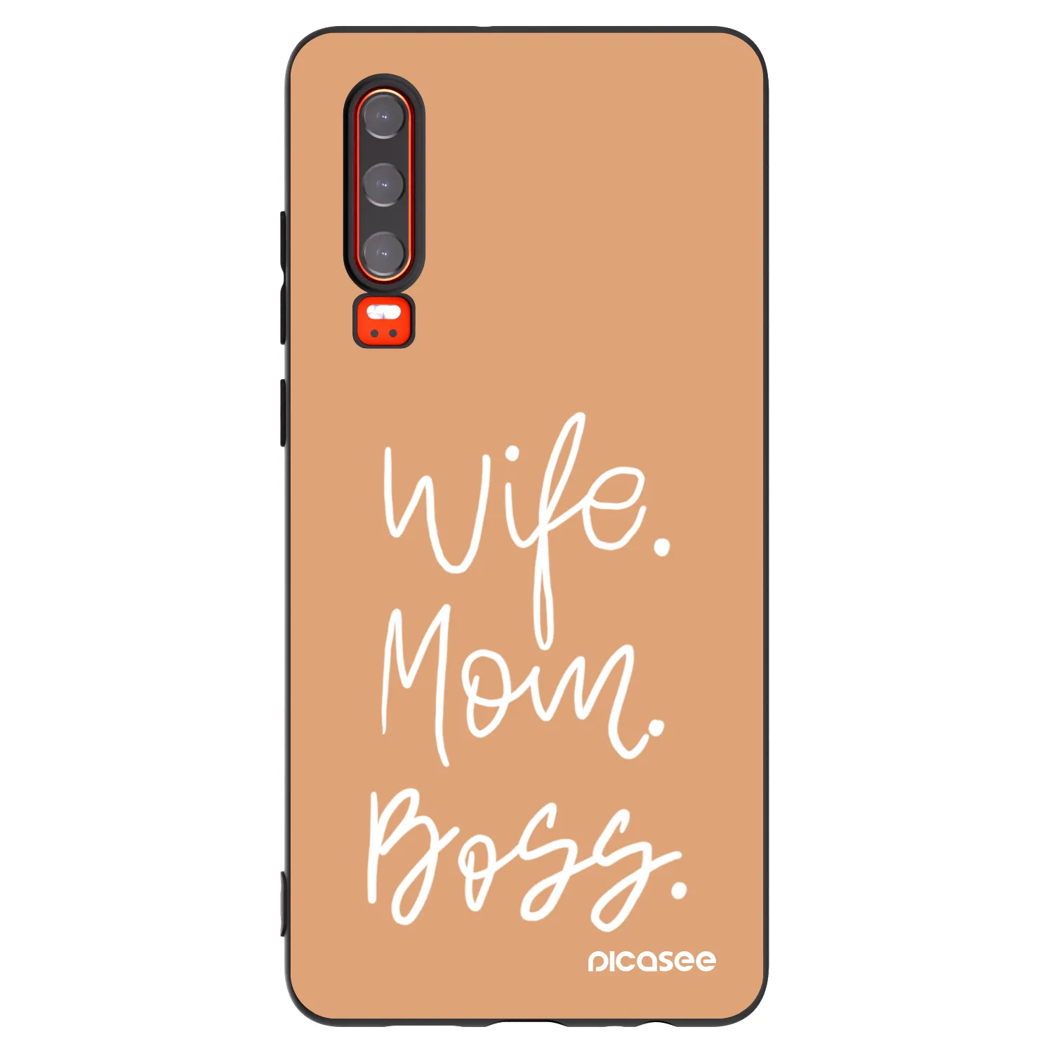 Picasee Μαύρη θήκη σιλικόνης για Huawei P30 - Boss Mama