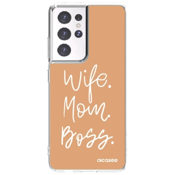 Picasee διαφανής θήκη σιλικόνης Samsung Galaxy S21 Ultra 5G G998B - Boss Mama