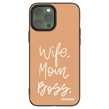 Picasee Μαύρη θήκη σιλικόνης για Apple iPhone 13 Pro Max - Boss Mama