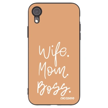 Picasee Μαύρη θήκη σιλικόνης για Apple iPhone XR - Boss Mama