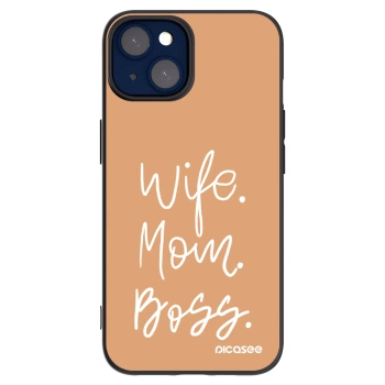 Picasee Μαύρη θήκη σιλικόνης για Apple iPhone 14 - Boss Mama