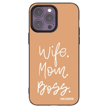 Picasee Μαύρη θήκη σιλικόνης για Apple iPhone 14 Pro Max - Boss Mama