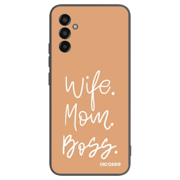 Picasee Μαύρη θήκη σιλικόνης για Samsung Galaxy M13 M135F - Boss Mama