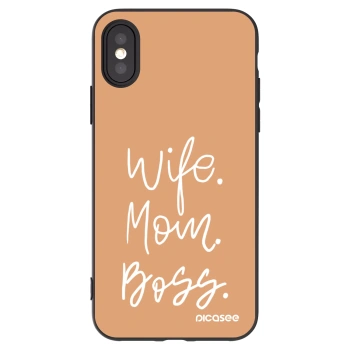 Picasee Μαύρη θήκη σιλικόνης για Apple iPhone X/XS - Boss Mama