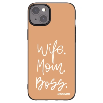 Picasee Μαύρη θήκη σιλικόνης για Apple iPhone 15 Plus - Boss Mama