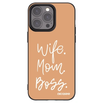 Picasee Μαύρη θήκη σιλικόνης για Apple iPhone 15 Pro Max - Boss Mama