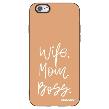 Picasee Μαύρη θήκη σιλικόνης για Apple iPhone 6/6S - Boss Mama