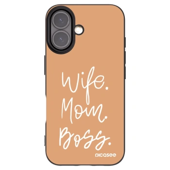 Picasee Μαύρη θήκη σιλικόνης για Apple iPhone 16 - Boss Mama