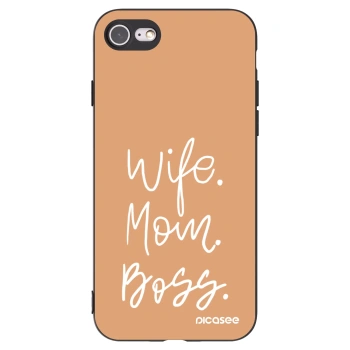 Picasee Μαύρη θήκη σιλικόνης για Apple iPhone 8 - Boss Mama