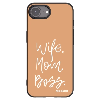 Picasee Μαύρη θήκη σιλικόνης για Apple iPhone 16e - Boss Mama