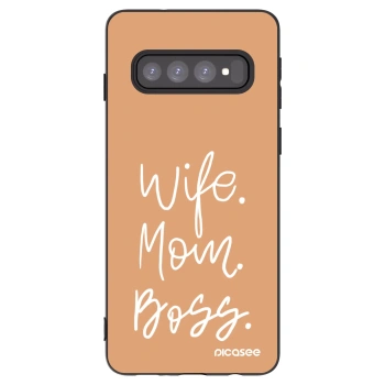 Picasee Μαύρη θήκη σιλικόνης για Samsung Galaxy S10 G973 - Boss Mama