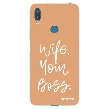 Picasee διαφανής θήκη σιλικόνης Huawei Y7 2019 - Boss Mama