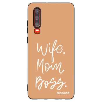 Picasee Μαύρη θήκη σιλικόνης για Huawei P30 - Boss Mama