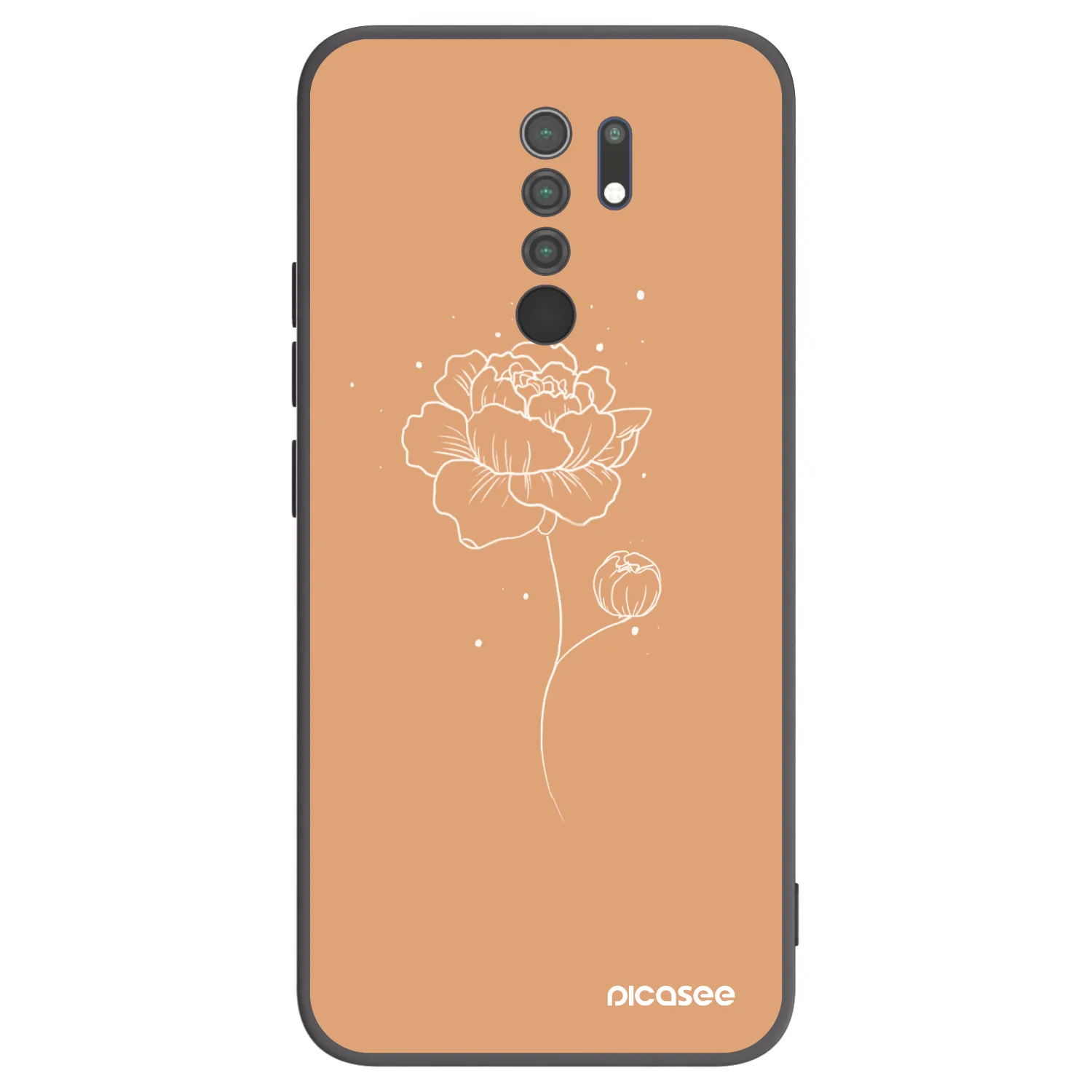 Picasee Μαύρη θήκη σιλικόνης για Xiaomi Redmi 9 - Peonies