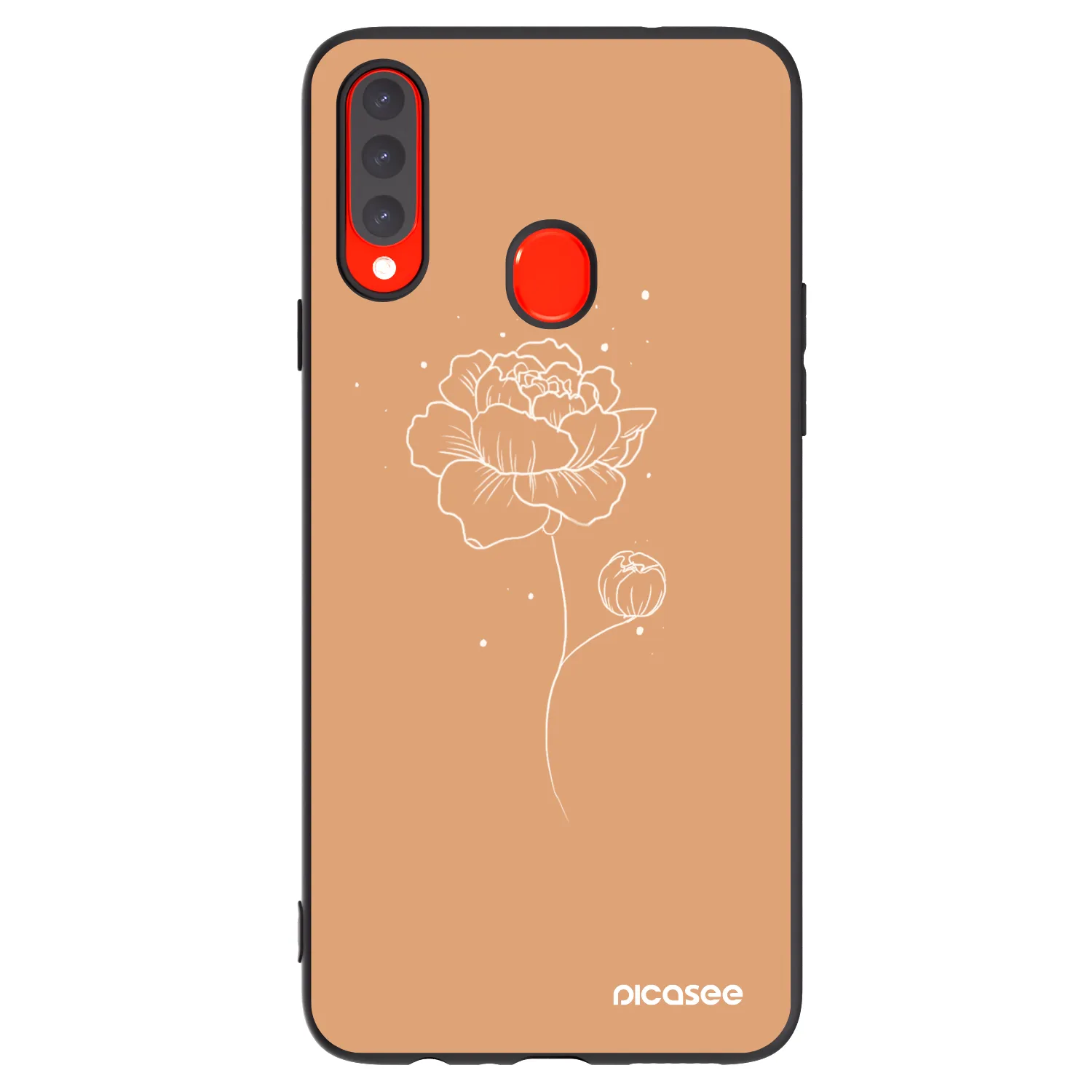 Picasee Μαύρη θήκη σιλικόνης για Samsung Galaxy A20s - Peonies