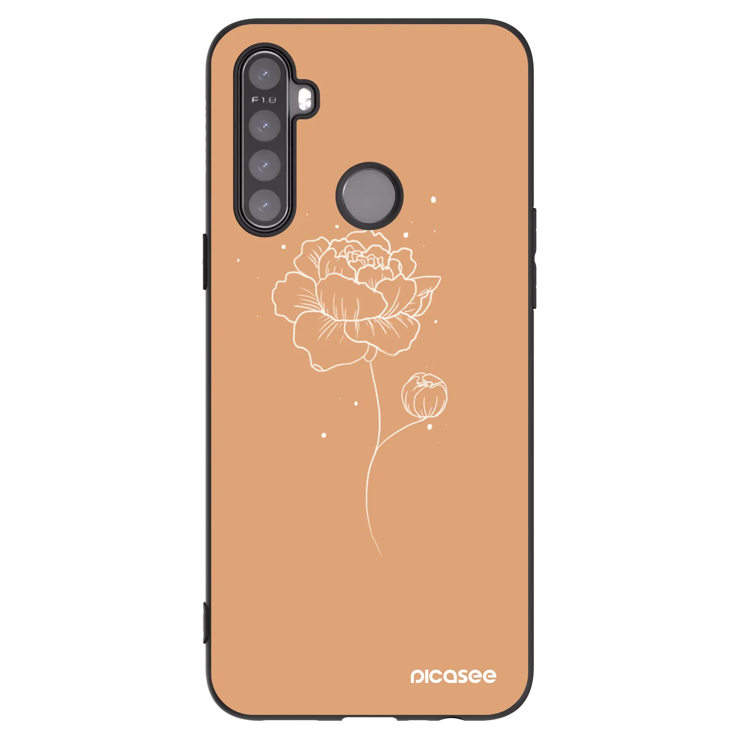 Picasee Μαύρη θήκη σιλικόνης για Realme 6i - Peonies
