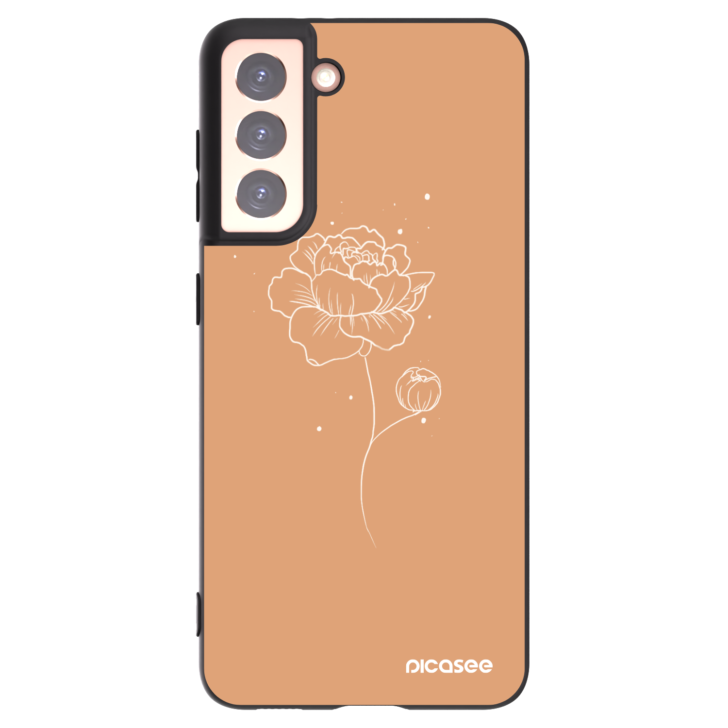 Picasee Μαύρη θήκη σιλικόνης για Samsung Galaxy S21 5G G991B - Peonies