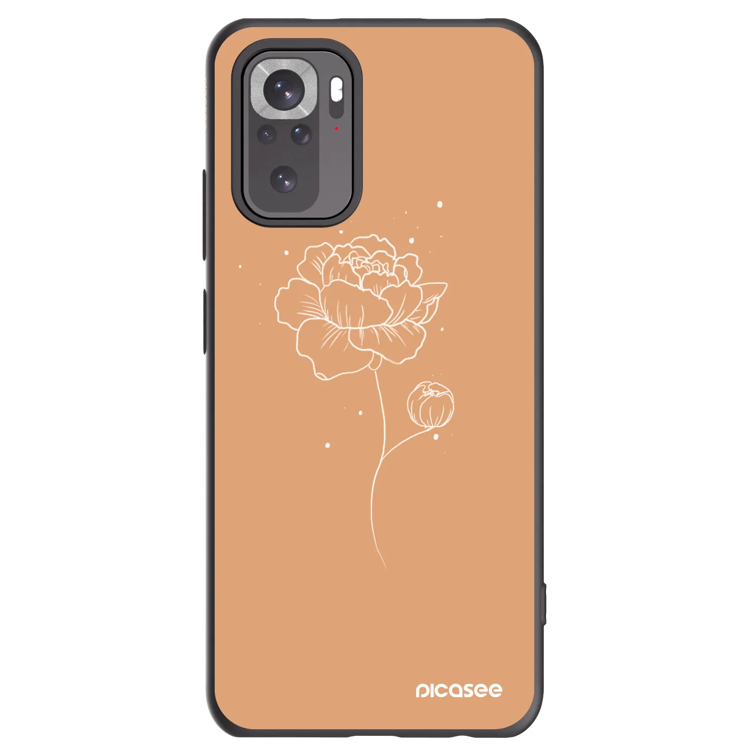 Picasee Μαύρη θήκη σιλικόνης για Xiaomi Redmi Note 10 - Peonies