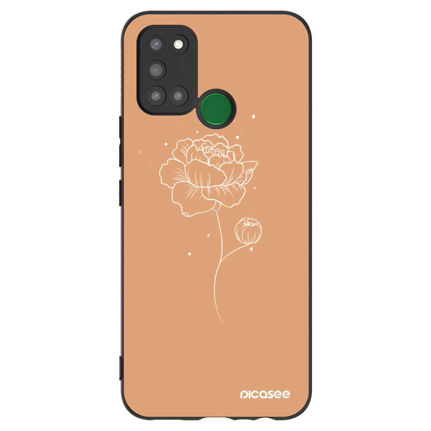 Picasee Μαύρη θήκη σιλικόνης για Realme 7i - Peonies