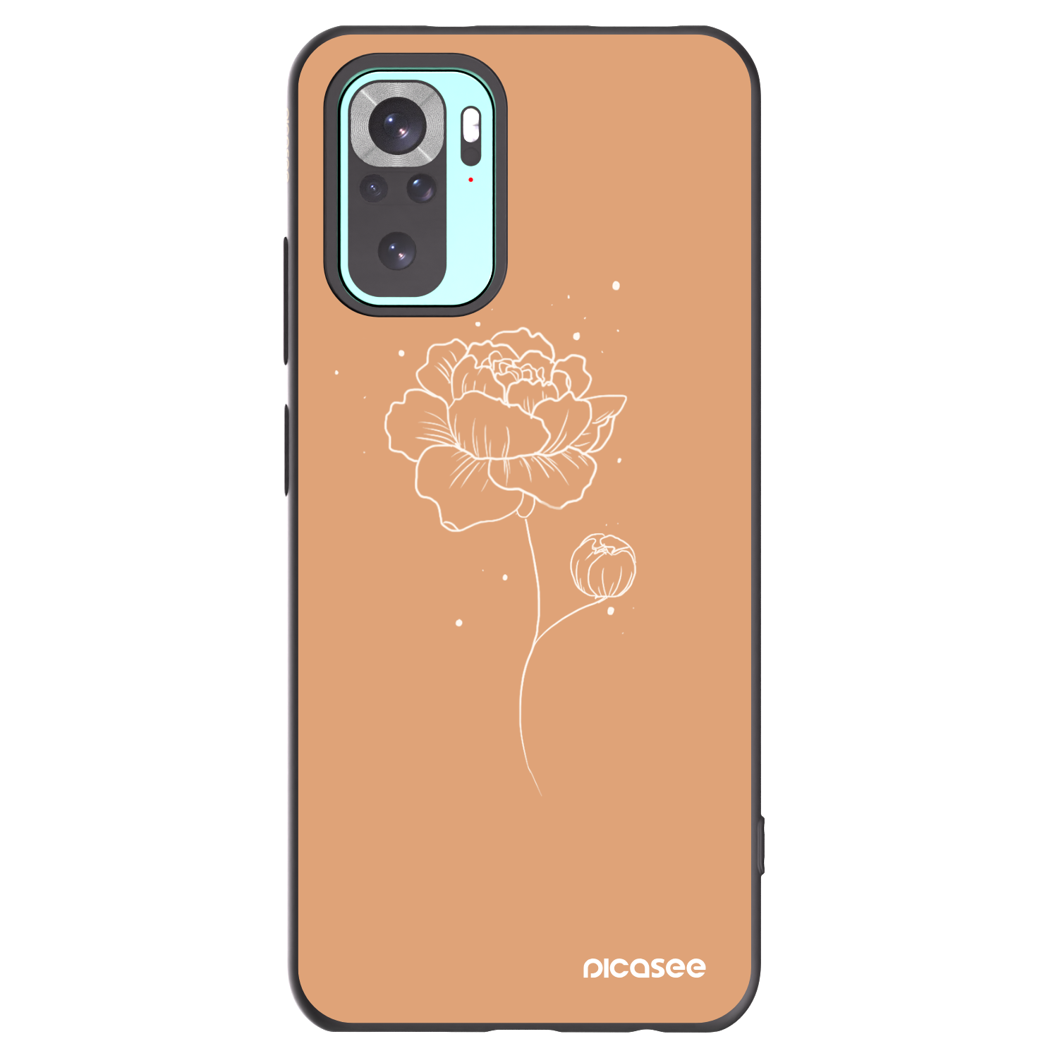 Picasee Μαύρη θήκη σιλικόνης για Xiaomi Redmi Note 10 Pro - Peonies