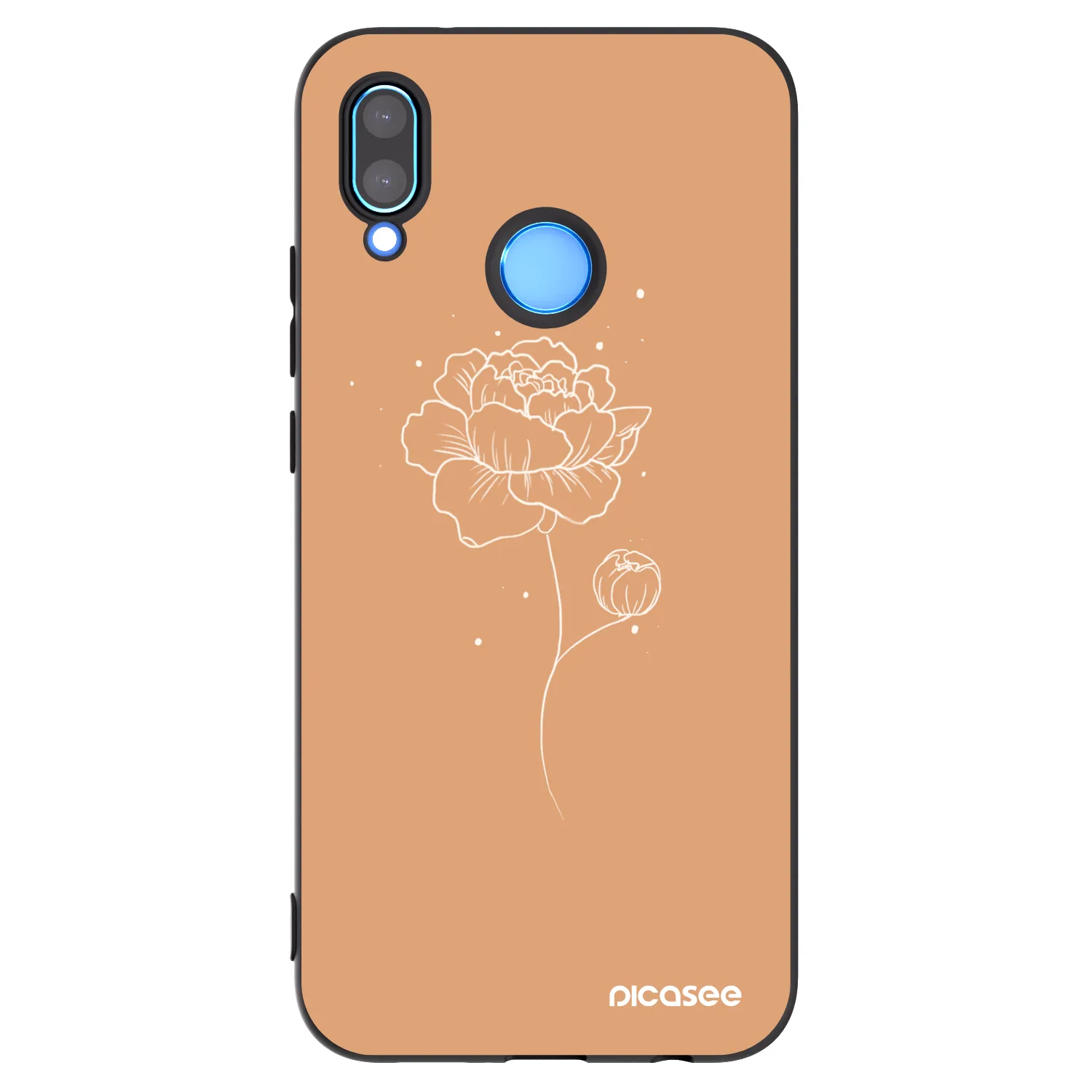 Picasee Μαύρη θήκη σιλικόνης για Huawei P20 Lite - Peonies