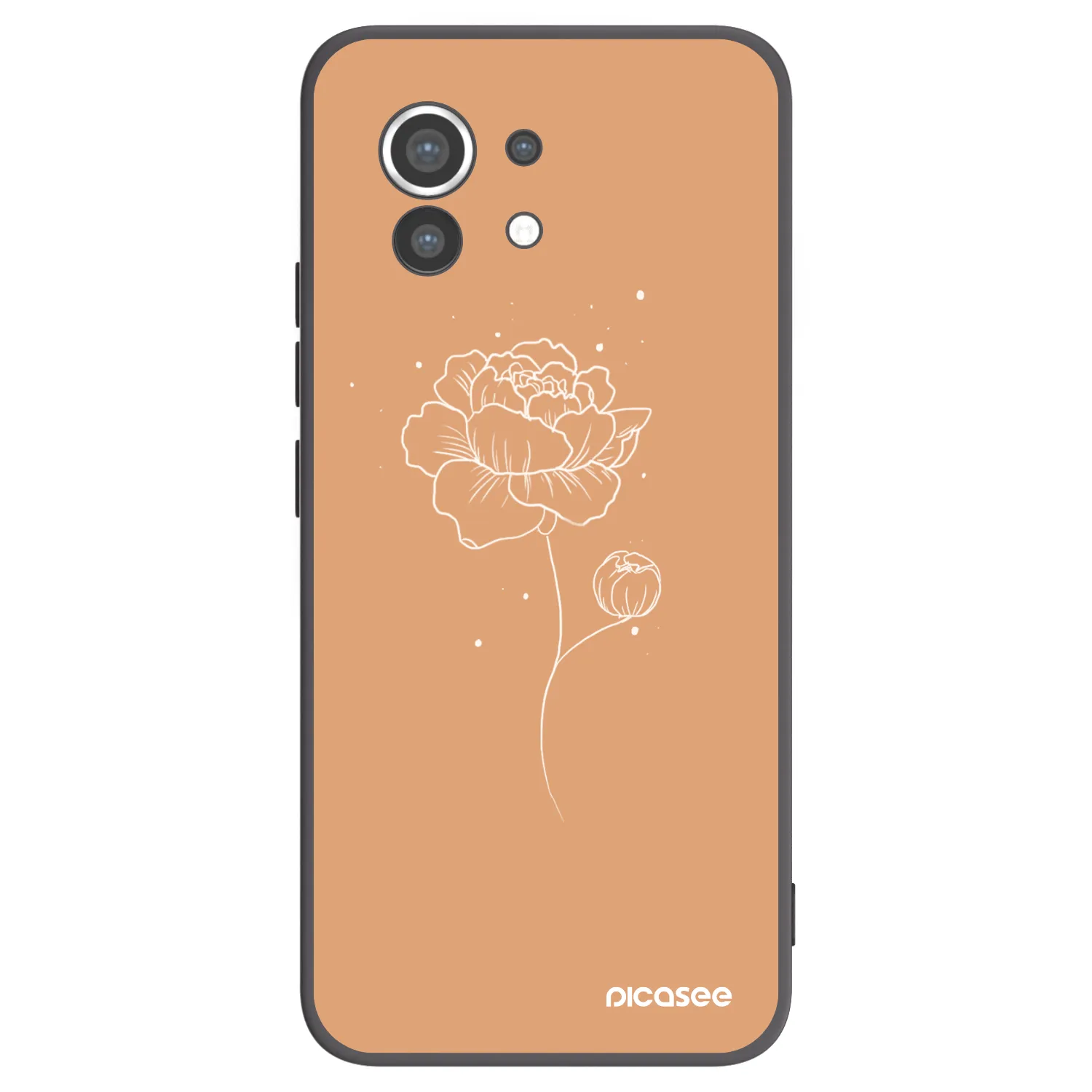 Picasee Μαύρη θήκη σιλικόνης για Xiaomi Mi 11 - Peonies