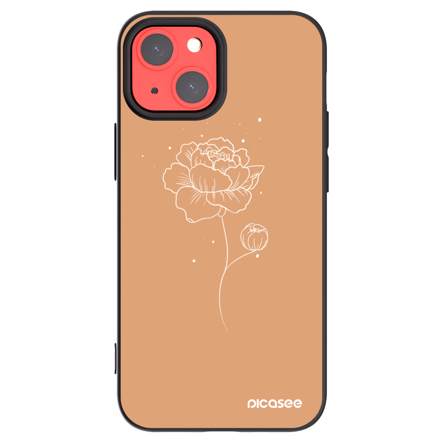 Picasee Μαύρη θήκη σιλικόνης για Apple iPhone 13 mini - Peonies