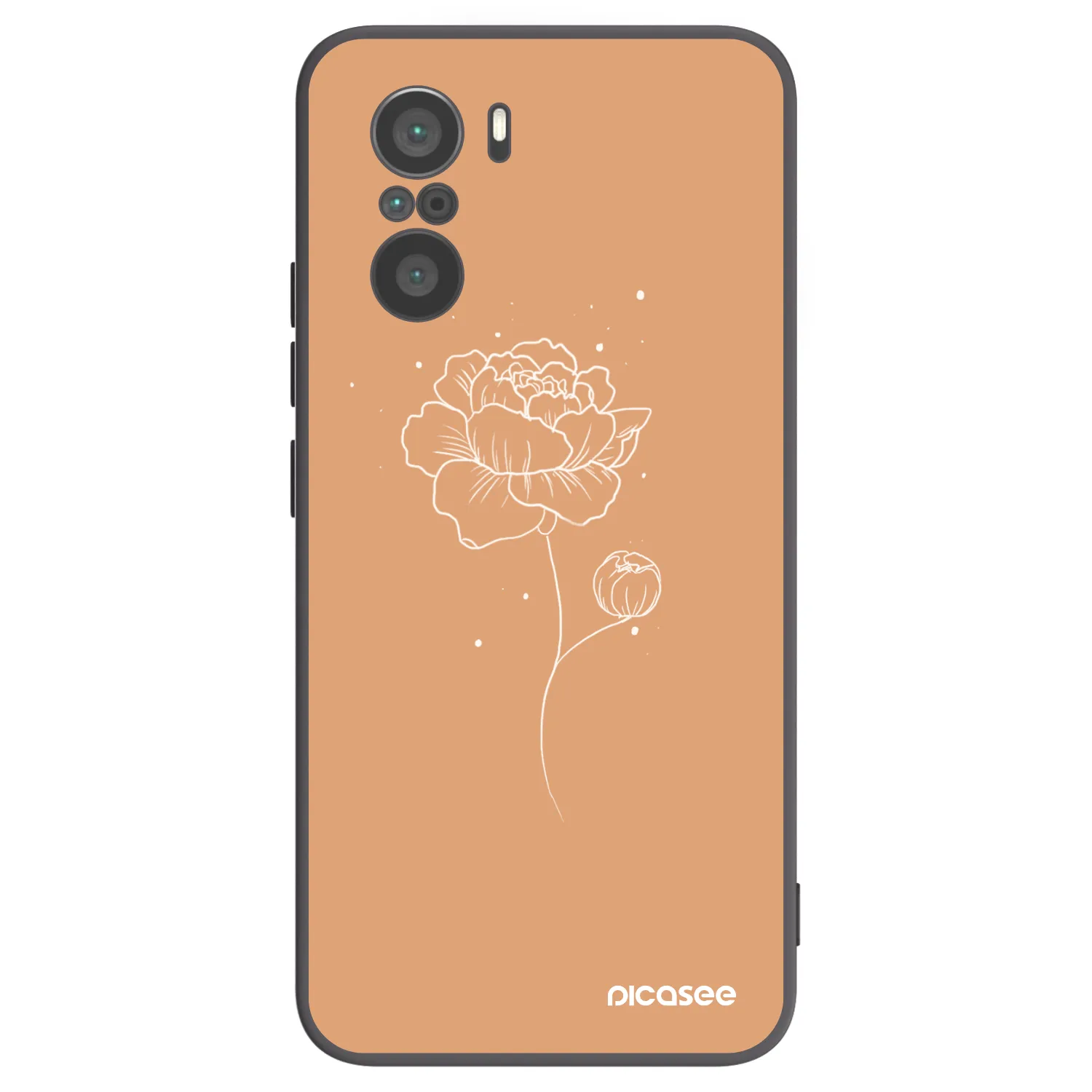 Picasee Μαύρη θήκη σιλικόνης για Xiaomi Poco F3 - Peonies