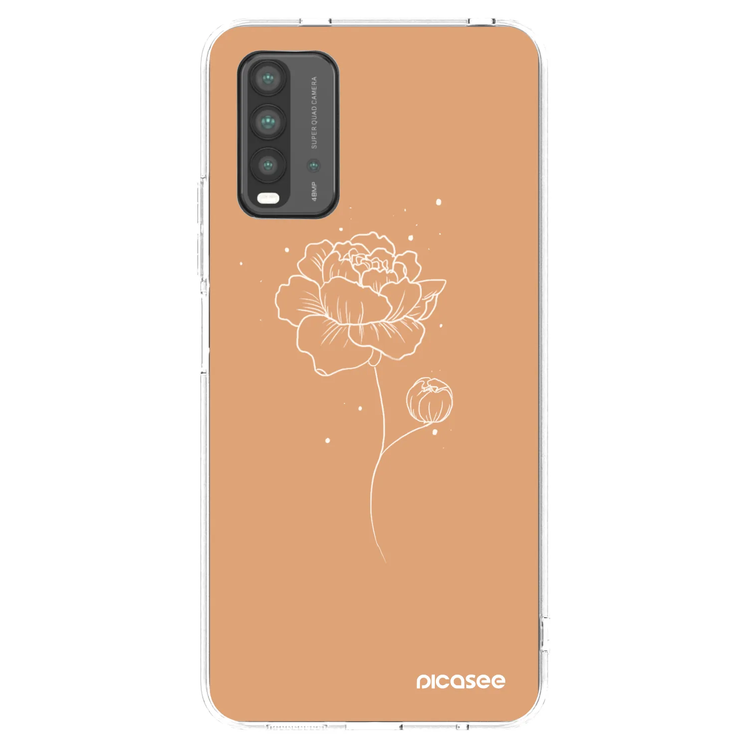 Picasee Μαύρη θήκη σιλικόνης για Xiaomi Redmi 9T - Peonies