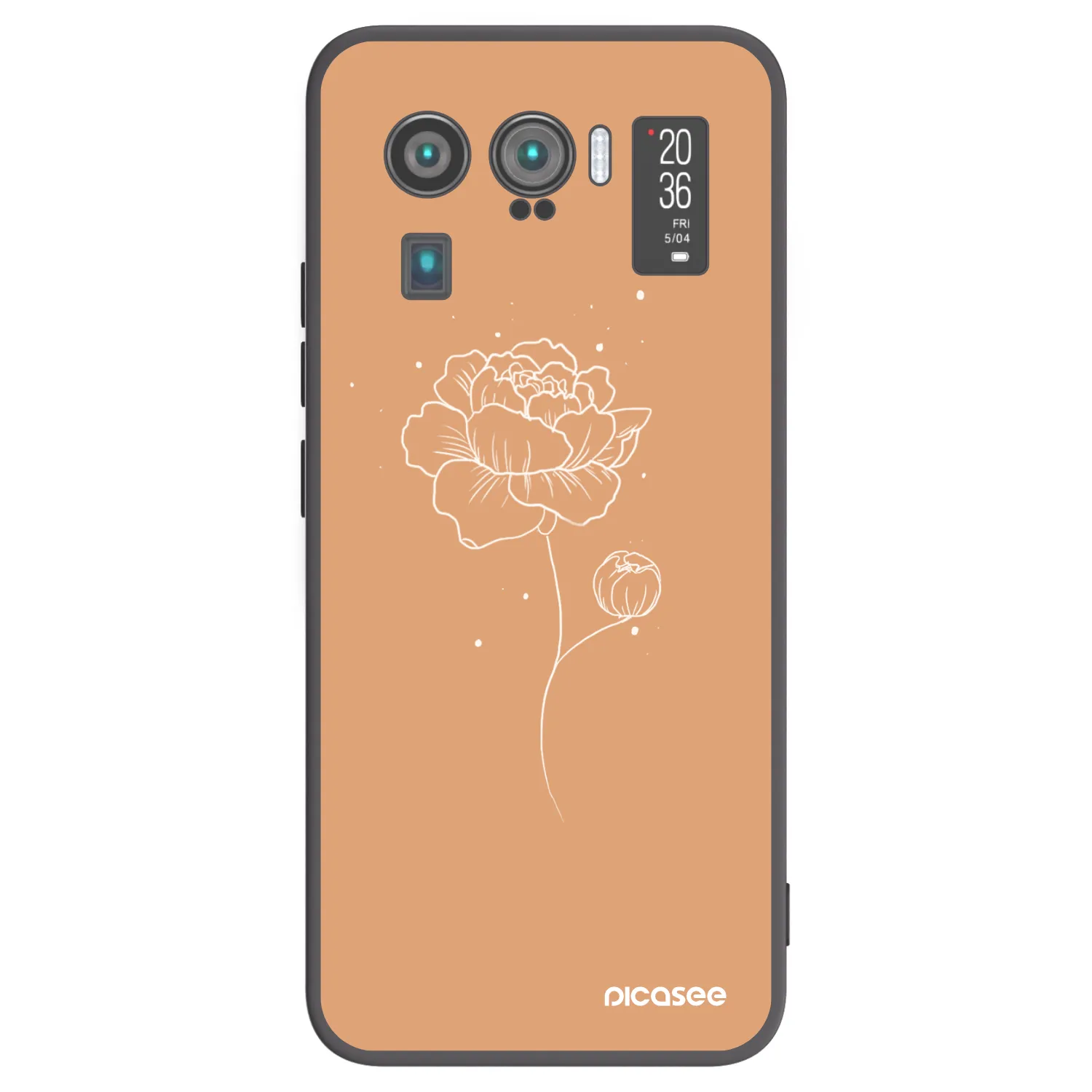 Picasee Μαύρη θήκη σιλικόνης για Xiaomi Mi 11 Ultra - Peonies