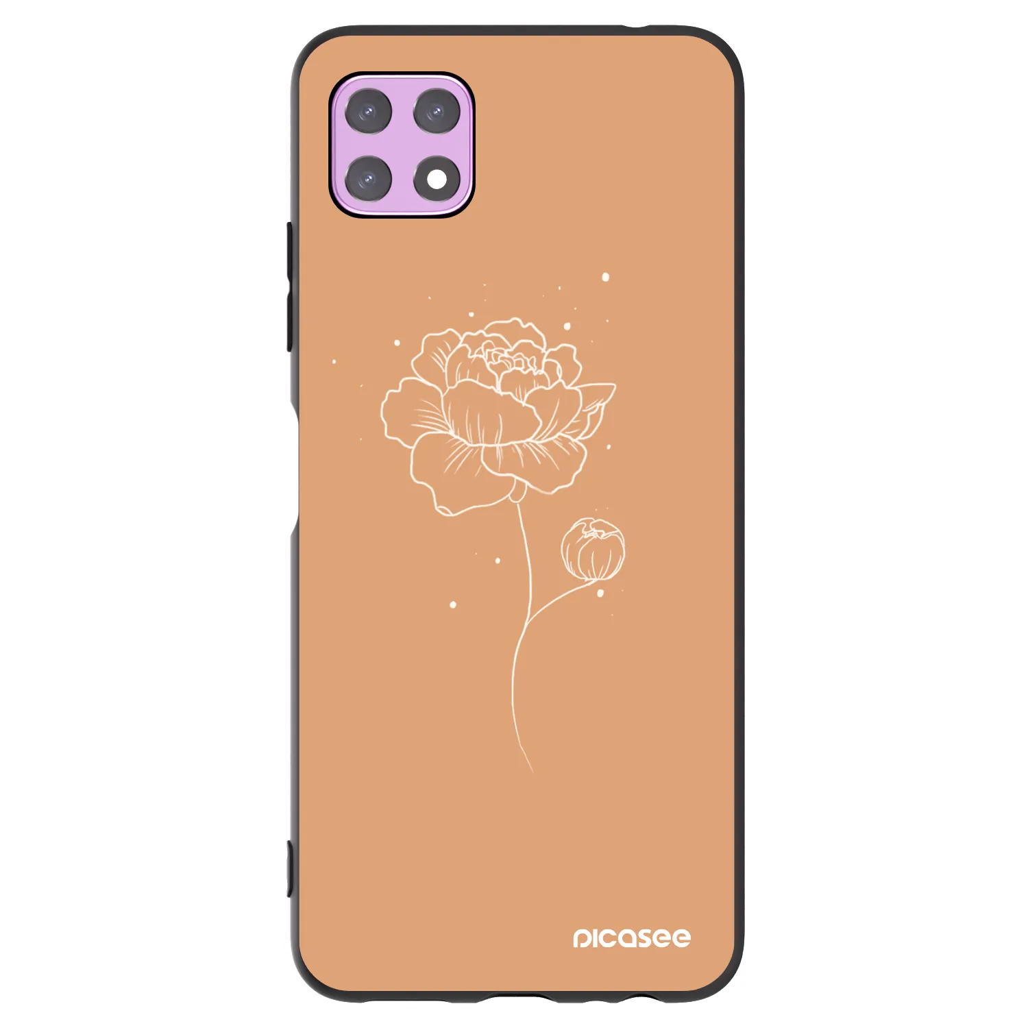 Picasee Μαύρη θήκη σιλικόνης για Samsung Galaxy A22 A226B 5G - Peonies
