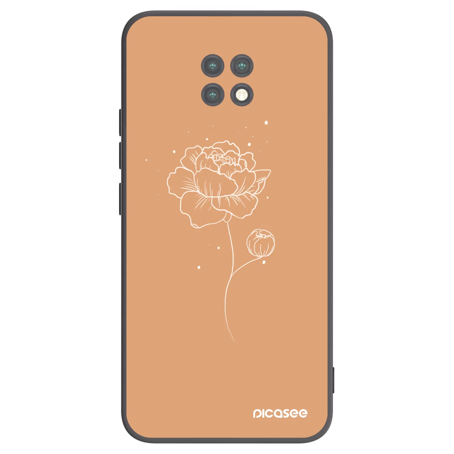 Picasee Μαύρη θήκη σιλικόνης για Xiaomi Redmi Note 9T - Peonies