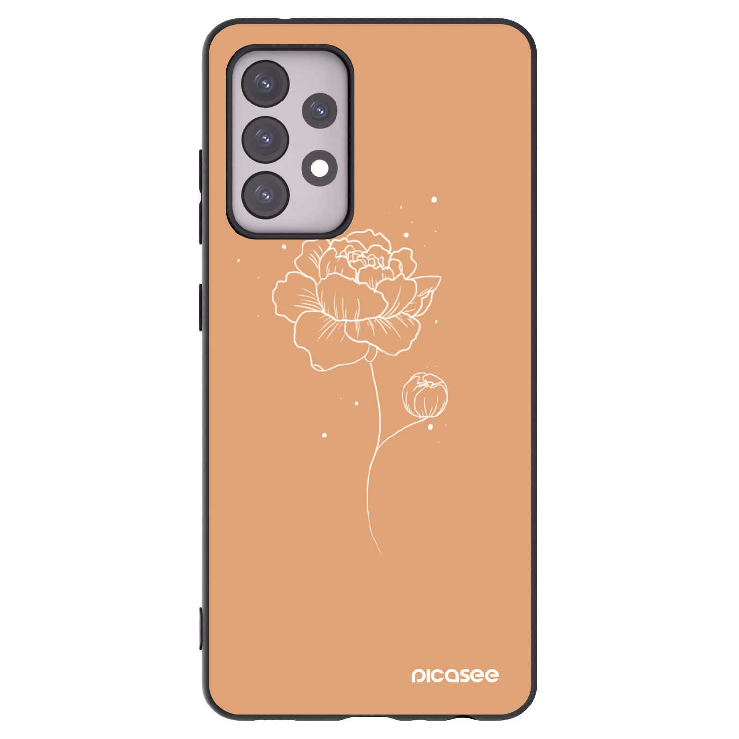 Picasee Μαύρη θήκη σιλικόνης για Samsung Galaxy A52s 5G A528B - Peonies