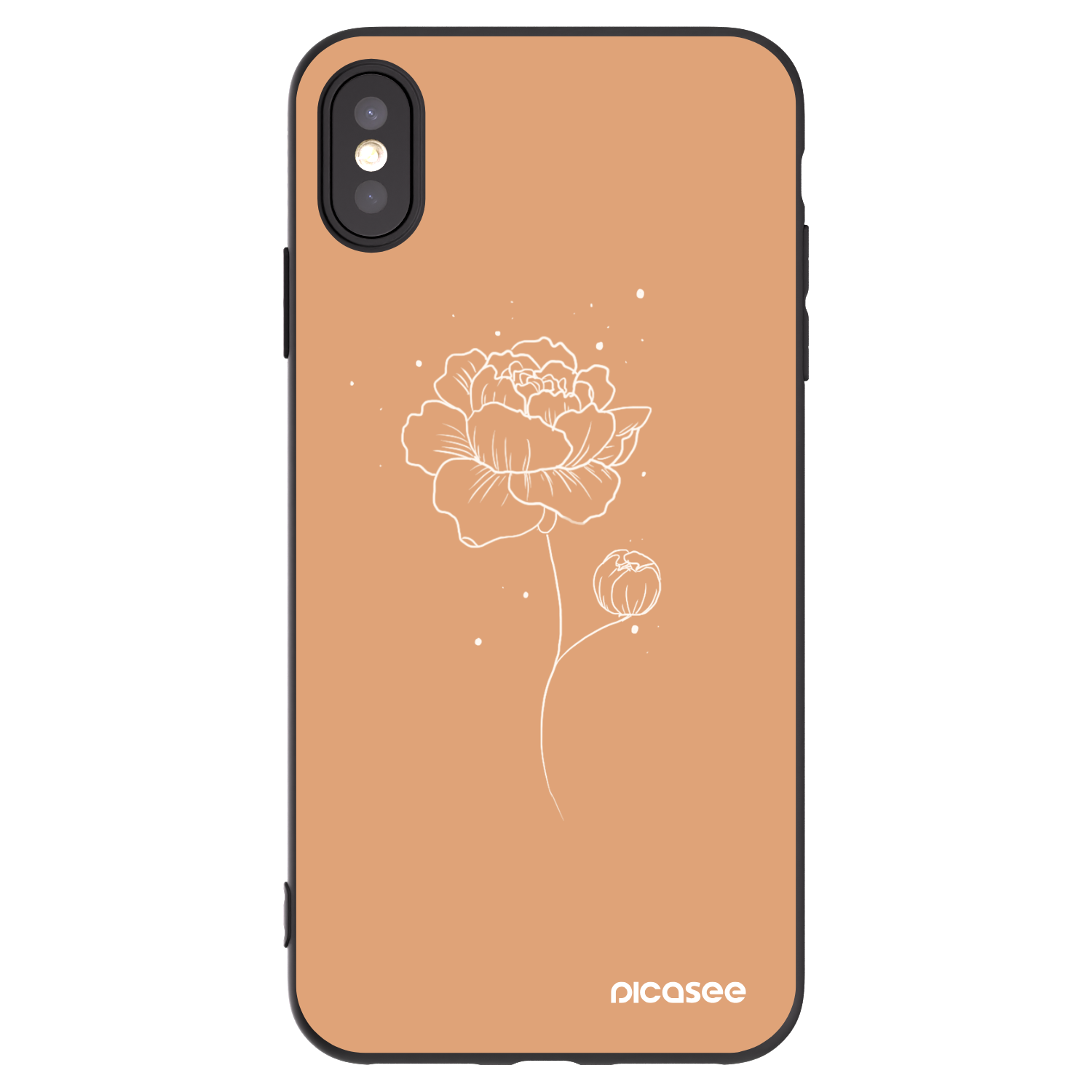 Picasee Μαύρη θήκη σιλικόνης για Apple iPhone XS Max - Peonies