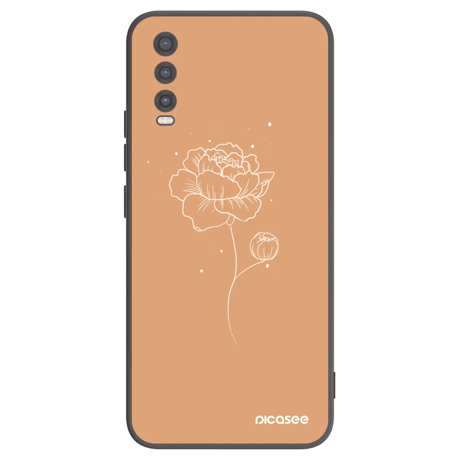 Picasee Μαύρη θήκη σιλικόνης για Vivo Y20s - Peonies