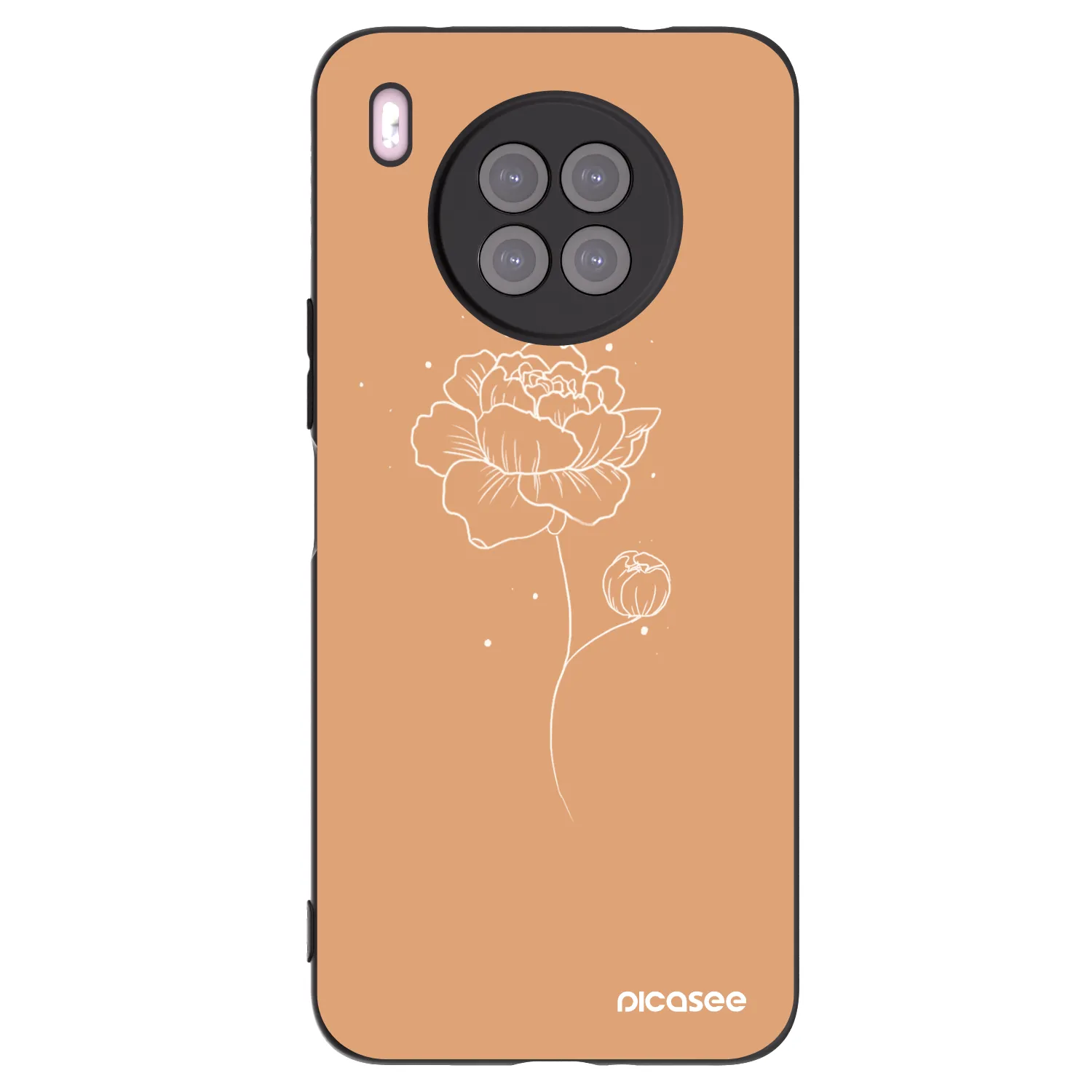 Picasee Μαύρη θήκη σιλικόνης για Huawei Nova 8i - Peonies